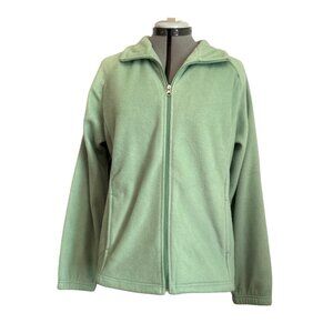 Blair Womens Mint Green Full-Zip Fleece Jacket With Pockets Size Medium